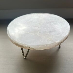 NWOT Elegant Rose Quartz Display Stand with Brass Twisted Legs